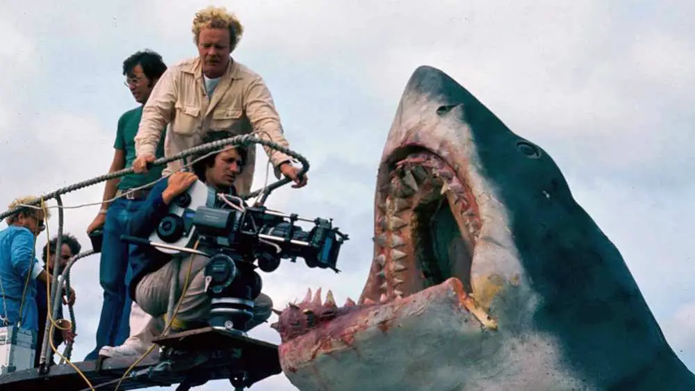 Steven Spielberg on Jaws set