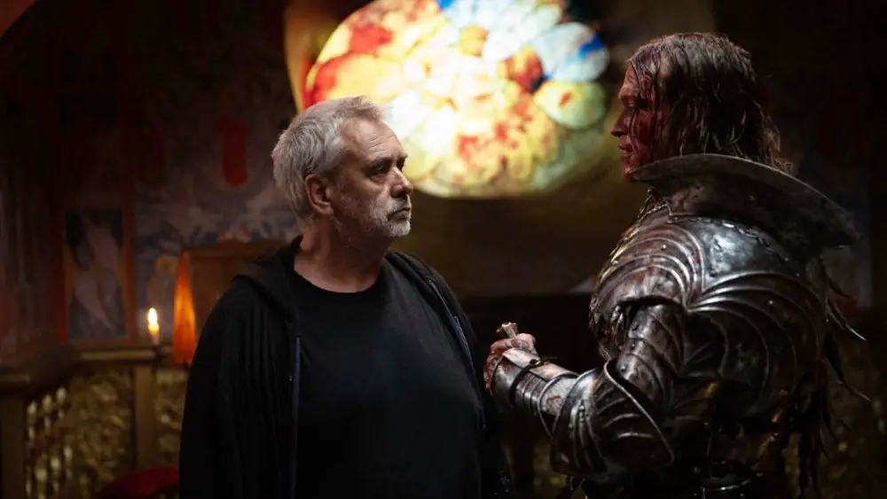 Luc Besson & Caleb Landry Jones on the set of Dracula: A Love Tale